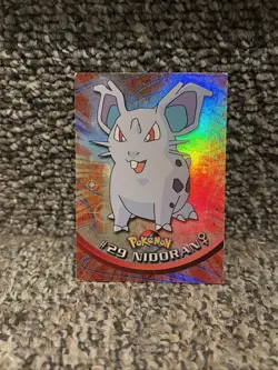 1999 Topps Pokemon TV Animation NIDORAN #29 Texture Holo Silver Foil Black Logo - Image 1