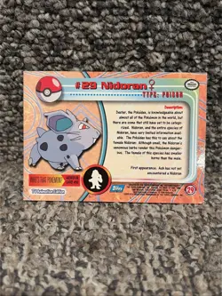 1999 Topps Pokemon TV Animation NIDORAN #29 Texture Holo Silver Foil Black Logo - Image 2