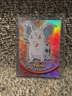 1999 Topps Pokemon TV Animation NIDORAN #29 Texture Holo Silver Foil Black Logo - Image 3