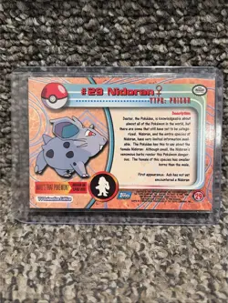 1999 Topps Pokemon TV Animation NIDORAN #29 Texture Holo Silver Foil Black Logo - Image 4