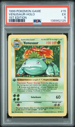1999 POKEMON GAME 1ST ED #15 VENUSAUR-HOLO PSA 5 - Image 1