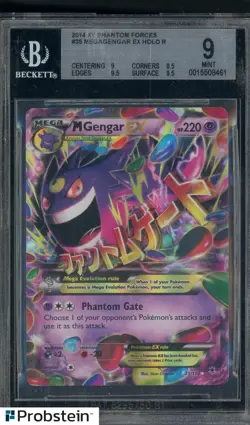 2014 Pokemon XY Phantom Forces #35 Mega Gengar EX Holo Rare BGS 9 MINT - Image 1