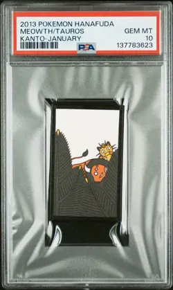 2013 POKEMON HANAFUDA KANTO JANUARY MEOWTH/TAUROS PSA 10 - Image 1