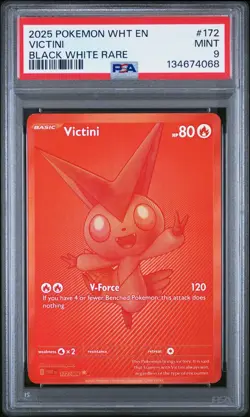 2025 POKEMON WHT EN-WHITE FLARE #172 VICTINI BLACK WHITE RARE PSA 9 - Image 1