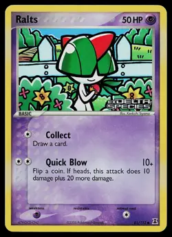 Pokemon Card - Ralts Delta Species 81/113 Common Reverse Holo Stamped - Image 1