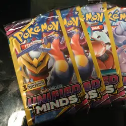 Pokemon TCG: Sun And Moon Unified Minds (3-Card) Factory Sealed ( 7 pack lot) - Image 2