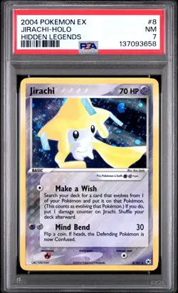 2004 POKEMON EX HIDDEN LEGENDS #8 JIRACHI-HOLO PSA 7 - Image 1