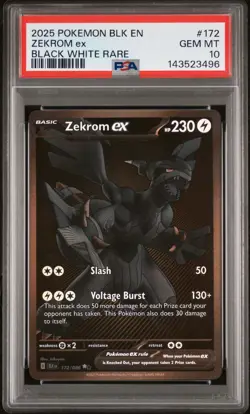 2025 POKEMON BLK EN-BLACK BOLT BLACK WHITE RARE #172 ZEKROM EX PSA 10 - Image 1