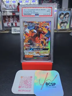 2017 Pokemon Sun & Moon Burning Shadows Charizard GX Full Art #20 PSA 9 Mint - Image 3