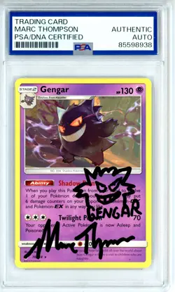 PSA Signed Marc Thompson Pokemon Gengar 70/214 Sm-Unbroken Bonds Regular - Image 1