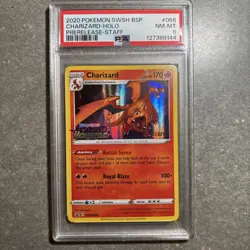2020 Pokemon Vivid Voltage Staff Prerelease Charizard #66 PSA 8 NM-MT - Image 1