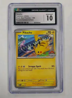 2024 Pokemon SVP EN-SV Black Star Promo World Championships #190 Pikachu CGC 10 - Image 1
