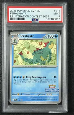 FERALIGATR PSA 9 2025 POKEMON SVP EN BLACK STAR PROMOS #213 ILLUSTRATION CONTEST - Image 1