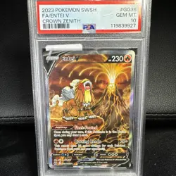 2023 POKEMON SWORD & SHIELD CROWN ZENITH #GG36 FULL ART/ENTEI V PSA 10 - Image 1