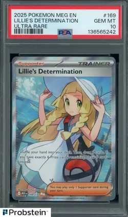 2025 Pokemon MEG EN Ultra Rare #169 Lillie's Determination PSA 10 GEM MINT - Image 1