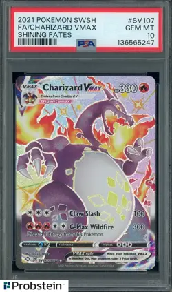 2021 Pokemon SWSH Shining Fates #SV107 FA Charizard Vmax PSA 10 GEM MINT - Image 1