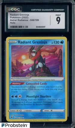 2022 Pokemon Astral Radiance #046/189 Radiant Greninja Holo CGC 9 MINT - Image 1