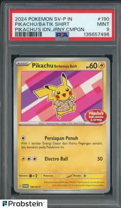 2024 Pokemon SV-P Pikachu Indonesia Batik Shirt #190 PSA 9 MINT - Image 1