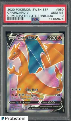 2020 Pokemon SWSH Champion's Patch ETB #050 Charizard V PSA 10 GEM MINT - Image 1