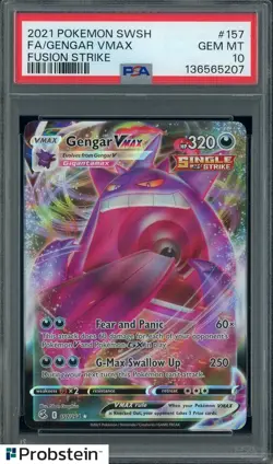 2021 Pokemon SWSH Fusion Strike #157 FA Gengar VMax PSA 10 GEM MINT - Image 1