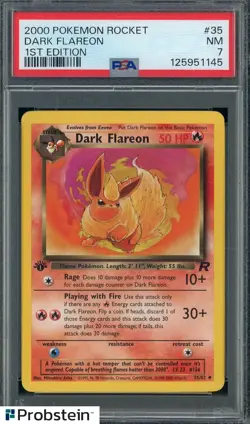 2000 Pokemon Team Rocket #35 Dark Flareon 1st Edition PSA 7 NM - Image 1
