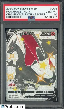 #2 2020 Pokemon SWSH Champion's Patch Secret #079 FA Charizard V PSA 10 GEM MINT - Image 1