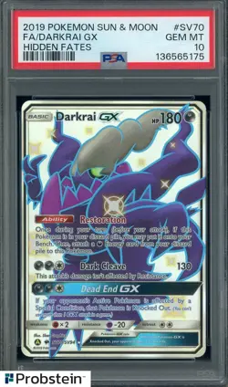 2019 Pokemon S & M Hidden Fates #SV70 Darkrai Gx FA PSA 10 GEM MINT - Image 1