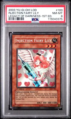 2002 Yu-Gi-Oh! Injection Fairy Lily Legacy of Darkness LOD 1st Ed Secret PSA 8 - Image 1