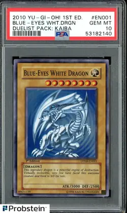 2010 Yu-Gi-Oh! DPKB 1st Edition Duelist Pack EN001 Blue-Eyes White Dragon PSA 10 - Image 1