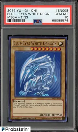 2016 Yu-Gi-Oh! CT13 Mega Tins EN008 Blue-Eyes White Dragon PSA 10 GEM MINT - Image 1