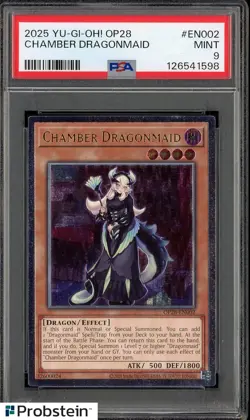 2025 Yu-Gi-Oh! OP28 EN002 Chamber Dragonmaid PSA 9 MINT - Image 1