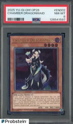 2025 Yu-Gi-Oh! OP28 EN002 Chamber Dragonmaid PSA 8 NM-MT - Image 1
