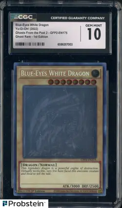 2022 Yu-Gi-Oh! GFP2 Ghost Rare 1st Edition EN175 Blue-Eyes White Dragon CGC 10 - Image 1
