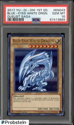 2017 Yu-Gi-Oh! 1st Edition Duelist Saga EN043 Blue-Eyes White Dragon PSA 10 - Image 1