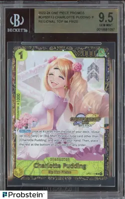 2022-24 One Piece Promos OP03112 Charlotte Pudding Regional Top 64 Prize BGS 9.5 - Image 1