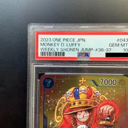 PSA 10 Gem Mint Monkey D. Luffy P-043 Weekly Shonen Jump Japanese ONE PIECE TCG - Image 5