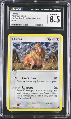 CGC 8.5 Tauros 2004 EX Fire Red & Leaf Green 16/112 Holo Pokemon Card - Image 1