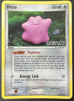 Ditto 35/113 EX Delta Species Stamped Holo Rare Pokemon TCG Card NM - Image 1