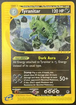 Tyranitar 66/165 Expedition E-Reader Rare Pokemon Card NM - Image 1