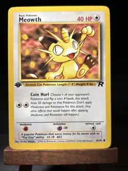NM Meowth 62/82 - 1st Edition Team Rocket Vintage Pokemon Card - Image 1