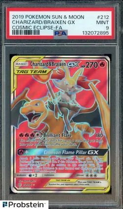 2019 Pokemon Sun & Moon Eclipse FA #212 Charizard Braixen Gx PSA 9 MINT - Image 1
