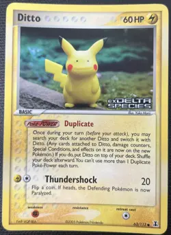 Ditto 63/113 EX Delta Species Stamped Pikachu Holo Rare Pokemon TCG Card NM - Image 1