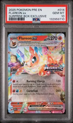 2025 POKEMON PRE EN-PRISMATIC EVOLUTIONS #014 FLAREON EX PSA 10 - Image 1