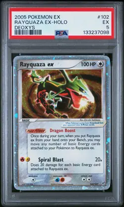 2005 POKEMON EX DEOXYS #102 RAYQUAZA EX-HOLO PSA 5 - Image 1