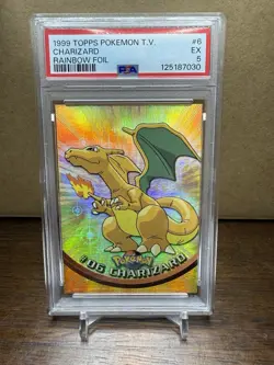 1999 Pokemon Topps TV Charizard Rainbow Foil #6 PSA 5 - Image 1