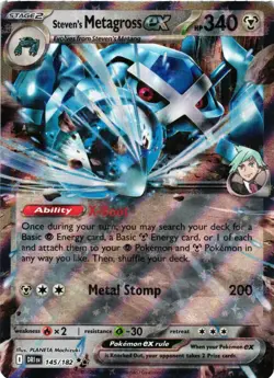 Pokemon TCG Steven's Metagross ex 145/182 English Destined Rivals NM - Image 1