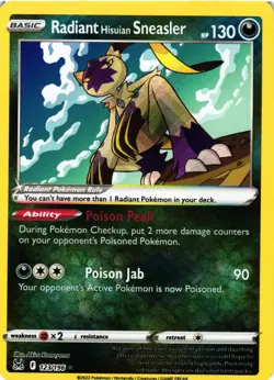 Pokemon TCG Radiant Hisuian Sneasler Sword & Shield Lost Origin 123/196 NM - Image 1