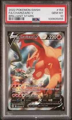 2022 POKEMON SWORD & SHIELD BRILLIANT STARS #154 FULL ART/CHARIZARD V PSA 10 - Image 1