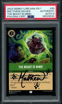 2023 Disney Lorcana The Beast is Mine #99 Matthew Davies Signed PSA AUTO 10 - Image 1