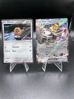 Melmetal ex 105/142 + Meltan 102/142 Stellar Crown Stamped Promo Card NM Pokemon - Image 1